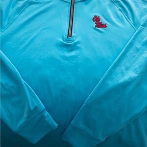 Ole Miss Cutter & Buck Powder Blue half zip pull over